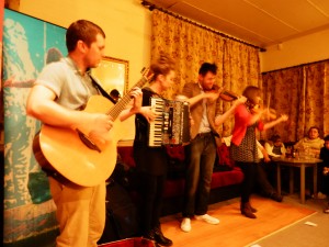 Brilliant night out: Calan, minus harp. really wowed the packed audience at Llantrisant Folk Club last year. From left: Sam Humphries (guitar), Bethan Williams-Jones (accordion)